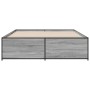 Estructura cama madera ingeniería metal gris Sonoma 150x200 cm de vidaXL, Camas y somieres - Ref: Foro24-3279885, Precio: 149...