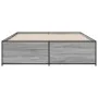 Sonoma gray metal engineered wood bed frame 150x200 cm by vidaXL, Beds and slatted bases - Ref: Foro24-3279885, Price: 147,22...