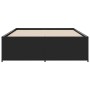 Engineered wood and black metal bed frame 135x190cm by vidaXL, Beds and slatted bases - Ref: Foro24-3279902, Price: 138,17 €,...
