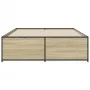 Estructura cama madera ingeniería metal roble Sonoma 140x190 cm de vidaXL, Camas y somieres - Ref: Foro24-3279898, Precio: 13...
