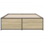 Sonoma oak metal engineered wood bed frame 140x190 cm by vidaXL, Beds and slatted bases - Ref: Foro24-3279898, Price: 135,79 ...