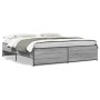 Estructura cama madera ingeniería metal gris Sonoma 200x200 cm de vidaXL, Camas y somieres - Ref: Foro24-3279870, Precio: 155...