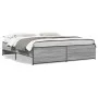 Sonoma gray metal engineered wood bed frame 200x200 cm by vidaXL, Beds and slatted bases - Ref: Foro24-3279870, Price: 154,02...