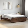Engineered wood bed frame oak brown metal 140x200 cm by vidaXL, Beds and slatted bases - Ref: Foro24-3279891, Price: 143,99 €...