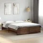 Engineered wood bed frame oak brown metal 140x200 cm by vidaXL, Beds and slatted bases - Ref: Foro24-3279891, Price: 142,26 €...
