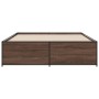 Engineered wood bed frame oak brown metal 140x200 cm by vidaXL, Beds and slatted bases - Ref: Foro24-3279891, Price: 143,99 €...