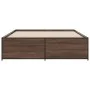 Engineered wood bed frame oak brown metal 140x200 cm by vidaXL, Beds and slatted bases - Ref: Foro24-3279891, Price: 142,26 €...