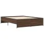 Engineered wood bed frame oak brown metal 140x200 cm by vidaXL, Beds and slatted bases - Ref: Foro24-3279891, Price: 142,26 €...