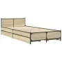 Sonoma oak engineered wood bed with drawers 90x200 cm by vidaXL, Beds and slatted bases - Ref: Foro24-3279968, Price: 154,21 ...