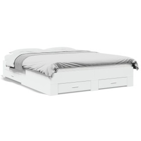 Cama con cajones madera de ingeniería blanco 140x200 cm de vidaXL, Camas y somieres - Ref: Foro24-3280384, Precio: 179,56 €, ...