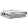 Concrete gray engineered wood bed with drawers 160x200 cm by vidaXL, Beds and slatted bases - Ref: Foro24-3280373, Price: 197...