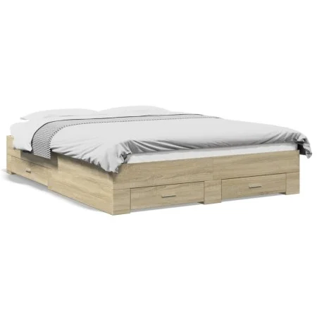 Cama con cajones madera ingeniería roble Sonoma 140x200 cm de vidaXL, Camas y somieres - Ref: Foro24-3280386, Precio: 169,53 ...