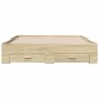 Sonoma oak engineered wood bed with drawers 140x200 cm by vidaXL, Beds and slatted bases - Ref: Foro24-3280386, Price: 173,09...