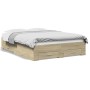 Sonoma oak engineered wood bed with drawers 140x190 cm by vidaXL, Beds and slatted bases - Ref: Foro24-3280400, Price: 163,56...