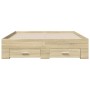 Sonoma oak engineered wood bed with drawers 140x190 cm by vidaXL, Beds and slatted bases - Ref: Foro24-3280400, Price: 163,56...