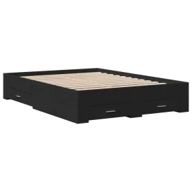Black engineered wood bed with drawers 120x200 cm by vidaXL, Beds and slatted bases - Ref: Foro24-3280392, Price: 169,11 €, D...