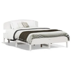 Bed frame with white pine wood headboard 120x190 cm by vidaXL, Beds and slatted bases - Ref: Foro24-3207234, Price: 180,57 €,...