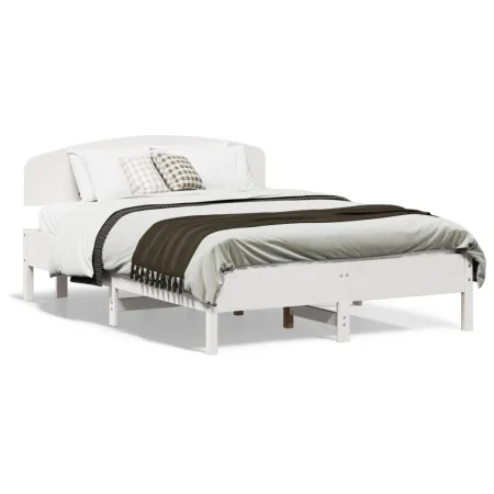 Bed frame with white pine wood headboard 120x190 cm by vidaXL, Beds and slatted bases - Ref: Foro24-3207234, Price: 180,57 €,...