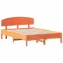 Bed frame with wax brown pine wood headboard 120x190 cm by vidaXL, Beds and slatted bases - Ref: Foro24-3207236, Price: 174,7...