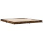 Bettgestell aus Holzwerkstoff, Metall, geräucherte Eiche, 200 x 200 cm von vidaXL, Betten und Lattenroste - Ref: Foro24-84512...