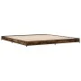Engineered wood bed frame metal smoked oak 200x200cm by vidaXL, Beds and slatted bases - Ref: Foro24-845128, Price: 103,47 €,...