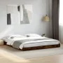 Engineered wood bed frame metal smoked oak 200x200cm by vidaXL, Beds and slatted bases - Ref: Foro24-845128, Price: 103,47 €,...
