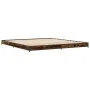 Engineered wood bed frame metal smoked oak 200x200cm by vidaXL, Beds and slatted bases - Ref: Foro24-845128, Price: 103,47 €,...