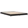 Engineered wood and black metal bed frame 135x190cm by vidaXL, Beds and slatted bases - Ref: Foro24-845161, Price: 90,15 €, D...