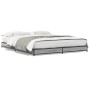 Estructura cama madera ingeniería metal gris Sonoma 120x200 cm de vidaXL, Camas y somieres - Ref: Foro24-845154, Precio: 89,9...