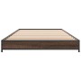 Estructura cama madera ingeniería metal roble marrón 90x200 cm de vidaXL, Camas y somieres - Ref: Foro24-845180, Precio: 70,93 €