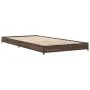 Estructura cama madera ingeniería metal marrón roble 100x200 cm de vidaXL, Camas y somieres - Ref: Foro24-845175, Precio: 58,...