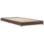 Estructura cama madera ingeniería metal marrón roble 100x200 cm