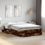 Smoked oak engineered wood bed with drawers 120x190 cm by vidaXL, Beds and slatted bases - Ref: Foro24-3280416, Price: 176,08...