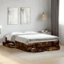 Smoked oak engineered wood bed with drawers 120x190 cm by vidaXL, Beds and slatted bases - Ref: Foro24-3280416, Price: 173,45...