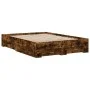 Smoked oak engineered wood bed with drawers 120x190 cm by vidaXL, Beds and slatted bases - Ref: Foro24-3280416, Price: 173,45...