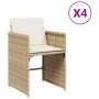 Sillas de jardín con cojines 4 uds ratán sintético beige de vidaXL, Sillas de jardín - Ref: Foro24-4007459, Precio: 184,67 €,...