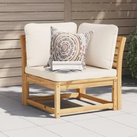 Corner garden sofa and solid acacia cushions 73x73x65 cm by vidaXL, Modular outdoor sofas - Ref: Foro24-366488, Price: 152,99...