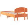 Bed frame with wax brown pine wood headboard 100x200 cm by vidaXL, Beds and slatted bases - Ref: Foro24-3207220, Price: 148,8...