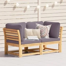 2 seater garden sofa with solid acacia wood cushions by vidaXL, Modular outdoor sofas - Ref: Foro24-3214313, Price: 283,02 €,...
