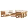 9-teiliges Gartenmöbel-Set mit Kissen aus massivem Akazienholz von vidaXL, Modulare Sofas für den Außenbereich - Ref: Foro24-...