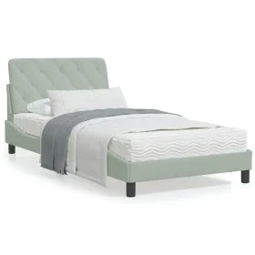 Light gray velvet bed frame with headboard 100x200cm by vidaXL, Beds and slatted bases - Ref: Foro24-3207905, Price: 139,92 €...