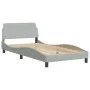 Light gray velvet bed frame with headboard 100x200cm by vidaXL, Beds and slatted bases - Ref: Foro24-3207905, Price: 139,91 €...