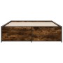 Engineered wood bed frame metal smoked oak 160x200cm by vidaXL, Beds and slatted bases - Ref: Foro24-3279879, Price: 143,98 €...