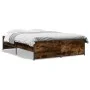 Engineered wood bed frame metal smoked oak 120x190cm by vidaXL, Beds and slatted bases - Ref: Foro24-3279909, Price: 129,28 €...
