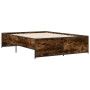 Engineered wood bed frame metal smoked oak 120x190cm by vidaXL, Beds and slatted bases - Ref: Foro24-3279909, Price: 130,85 €...