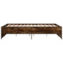 Engineered wood bed frame metal smoked oak 120x190cm by vidaXL, Beds and slatted bases - Ref: Foro24-3279909, Price: 130,85 €...