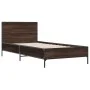 Brown oak metal engineered wood bed frame 90x200 cm by vidaXL, Beds and slatted bases - Ref: Foro24-845521, Price: 73,59 €, D...