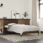 Brown oak metal engineered wood bed frame 90x200 cm by vidaXL, Beds and slatted bases - Ref: Foro24-845521, Price: 73,59 €, D...