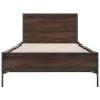 Brown oak metal engineered wood bed frame 90x200 cm by vidaXL, Beds and slatted bases - Ref: Foro24-845521, Price: 73,59 €, D...