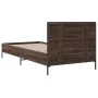 Brown oak metal engineered wood bed frame 90x200 cm by vidaXL, Beds and slatted bases - Ref: Foro24-845521, Price: 73,59 €, D...